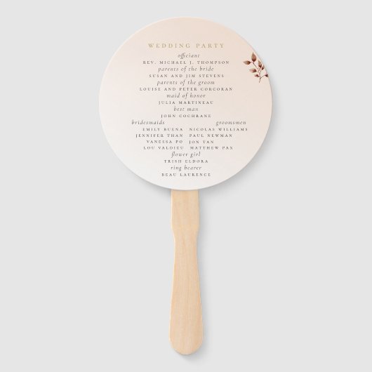 Elegant Modern Blush Beige Oranje Floral Wedding Handwaaier (Achterkant)