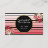 Elegant Modern Blush Ombre Stripes Floral Visitekaartje (Voorkant)