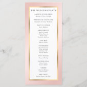 Elegant Modern Blush Pink and Gold Wedding Programmakaart (Achterkant)