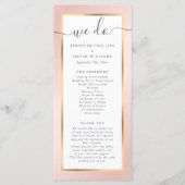 Elegant Modern Blush Pink and Gold Wedding Programmakaart (Voorkant)