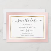 Elegant Modern Blush Pink and Gold Wedding Save The Date (Voorkant)