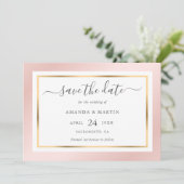 Elegant Modern Blush Pink and Gold Wedding Save The Date (Staand voorkant)
