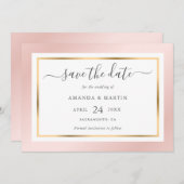 Elegant Modern Blush Pink and Gold Wedding Save The Date (Voorkant / Achterkant)