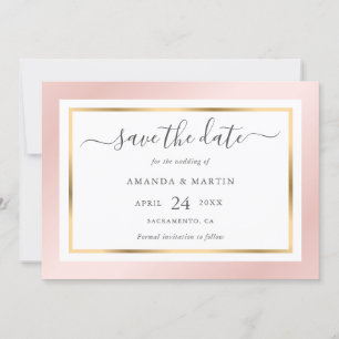 Elegant Modern Blush Pink and Gold Wedding Save The Date