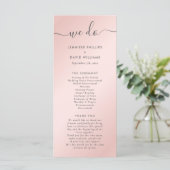 Elegant Modern Blush Pink and Grey Wedding Programmakaart (Staand voorkant)