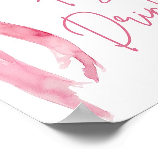 Elegant Modern Blush Pink Bow Food and Drinken Sig Poster (Hoek)