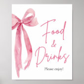 Elegant Modern Blush Pink Bow Food and Drinken Sig Poster (Voorkant)
