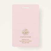 Elegant Modern Blush Pink Eenvoudige werknemer Fot Badge (Achterkant)