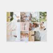 Elegant & Modern Blush Pink Family Foto Collage Fleece Deken (Voorkant (Horizontaal))