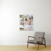 Elegant & Modern Blush Pink Family Photo Collage Wandkleed (In situ)