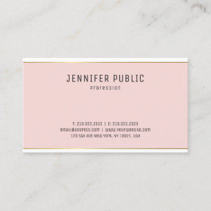 Elegant modern Blush Pink Gold Design Plain Trendy Visitekaartje