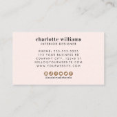 Elegant Modern Blush Pink Gold Monogram Visitekaartje (Achterkant)