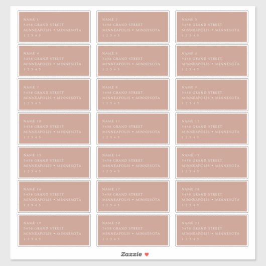 Elegant Modern Blush Pink Guest Adresetiketten Sticker (Vel)