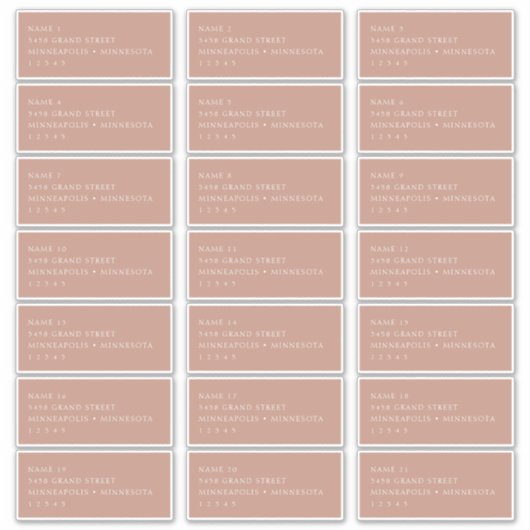 Elegant Modern Blush Pink Guest Adresetiketten Sticker (Voorkant)