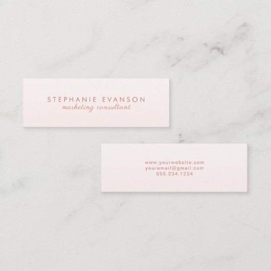 Elegant Modern Blush PInk minimalistisch Mini Visitekaartje (Voorkant / Achterkant)