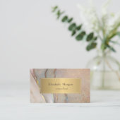 Elegant Modern Blush Pink Opal Gold Visitekaartje (Staand voorkant)
