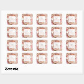 Elegant Modern Blush Pink Rose & Peony Dank u Vierkante Sticker (Vel)