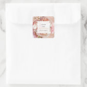 Elegant Modern Blush Pink Rose & Peony Dank u Vierkante Sticker (Tas)