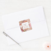 Elegant Modern Blush Pink Rose & Peony Dank u Vierkante Sticker (Envelop)