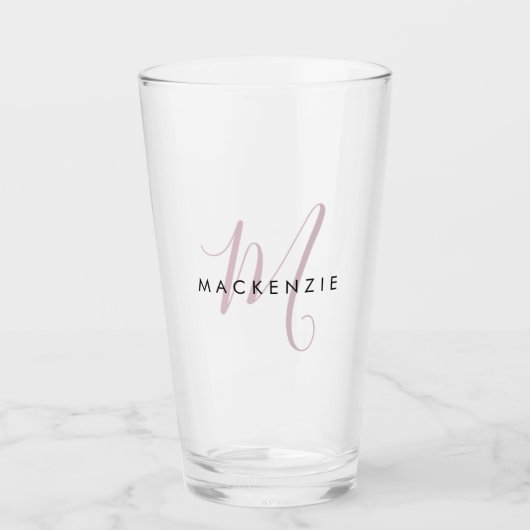 Elegant modern Blush Pink Script Monogram Glas (Voorkant)