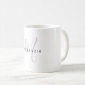 Elegant modern Blush Pink Script Monogram Koffiemok (Voorkant rechts)