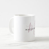 Elegant modern Blush Pink Script Monogram Koffiemok (Voorkant links)