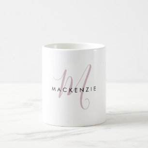 Elegant modern Blush Pink Script Monogram Koffiemok