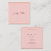 Elegant Modern Blush Pink Sjabloon Script Trendy Vierkante Visitekaartje (Voorkant / Achterkant)