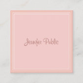 Elegant Modern Blush Pink Sjabloon Script Trendy Vierkante Visitekaartje (Voorkant)