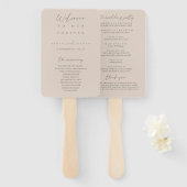 Elegant modern Blush Pink Wedding Programme Handje Handwaaier (Voorkant en achterkant)