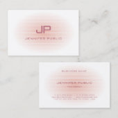 Elegant Modern Blush Pink White Trendy Monogram Visitekaartje (Voorkant / Achterkant)