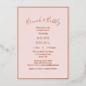 Elegant Modern Blush Roos Gold Brunch en Bubble Folie Uitnodiging (Voorkant)