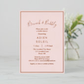 Elegant Modern Blush Roos Gold Brunch en Bubble Folie Uitnodiging (Staand Voorkant)