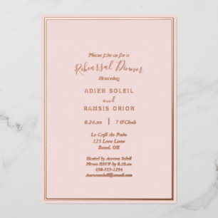 Elegant modern Blush Roos Gold repesial Dinner Folie Uitnodiging
