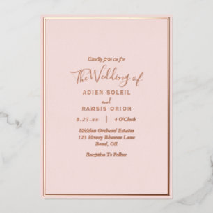 Elegant Modern Blush Roos Gold Wedding Folie Uitnodiging