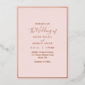 Elegant Modern Blush Roos Gold Wedding Folie Uitnodiging (Voorkant)