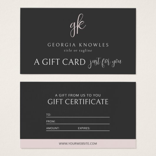 Elegant Modern Blush Roze Cadeaubon Visitekaartje (Voorkant /achterkant)