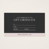 Elegant Modern Blush Roze Cadeaubon Visitekaartje (Achterkant)