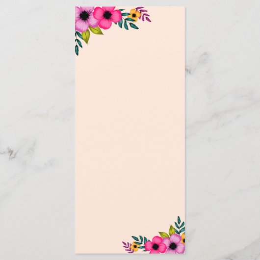 Elegant modern Blush Roze Floral Rustial Dinner Menu (Achterkant)