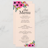 Elegant modern Blush Roze Floral Rustial Dinner Menu (Voorkant / Achterkant)