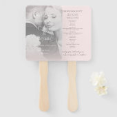 Elegant Modern Blush Roze Foto Huwelijksprogramma Handwaaier (Voorkant en achterkant)