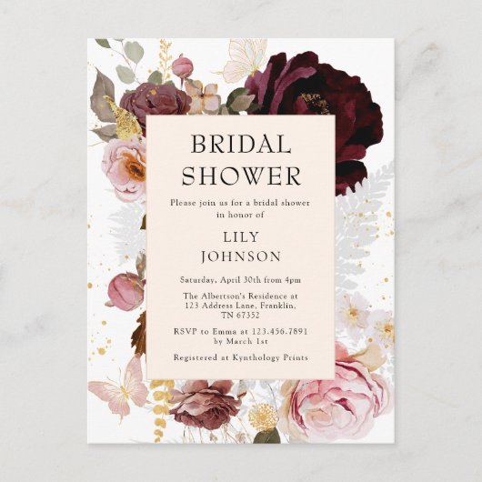 Elegant Modern Blush Roze Goud Vrijgezellenfeest Uitnodiging Briefkaart (Voorkant)