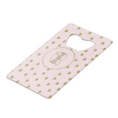 Elegant Modern Blush Roze Initialen Monogram Creditkaart Flessenopener (Achterkant Gekanteld)