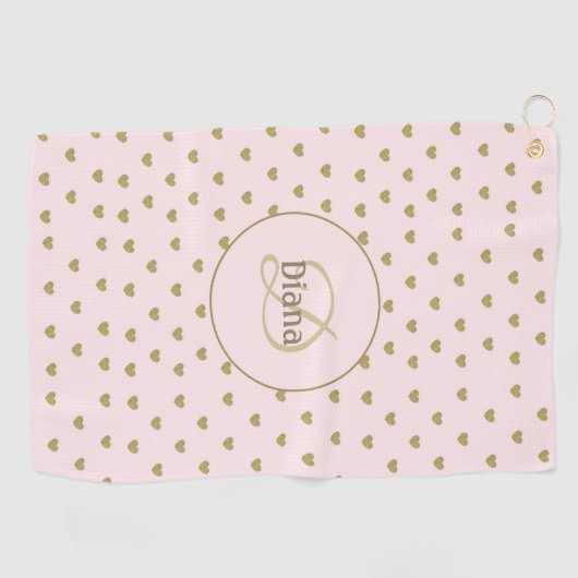 Elegant Modern Blush Roze Initialen Monogram Golfhanddoek (Horizontaal)