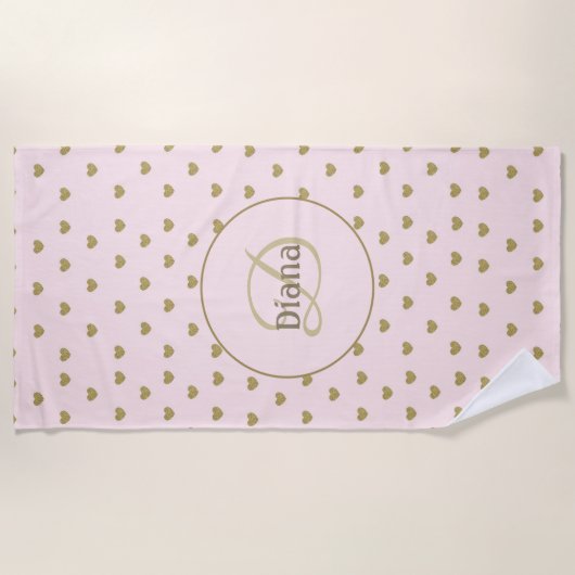 Elegant Modern Blush Roze Initialen Monogram Strandlaken (Voorkant)