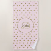 Elegant Modern Blush Roze Initialen Monogram Strandlaken (Voorkant)