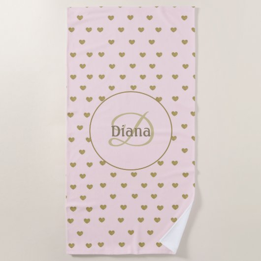 Elegant Modern Blush Roze Initialen Monogram Strandlaken (Voorkant)