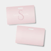 Elegant Modern Blush Roze Ombre Naam & Monogram Badge (Voor- en achterkant)
