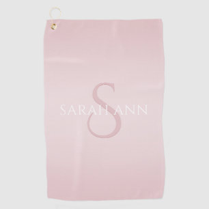 Elegant Modern Blush Roze Ombre Naam & Monogram Golfhanddoek