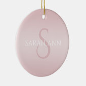Elegant Modern Blush Roze Ombre Naam & Monogram Keramisch Ornament (Rechts)